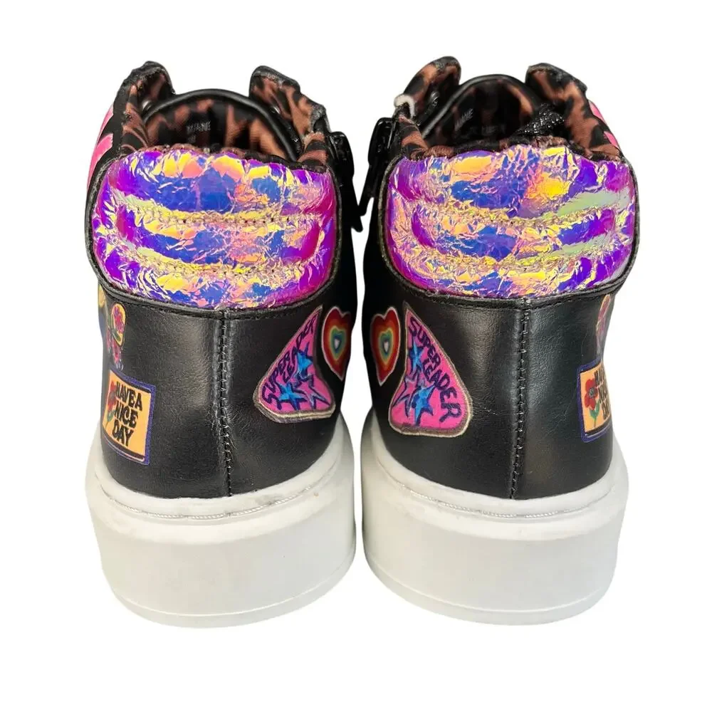 Madden Girl MJANE High Top Black Patch Sneakers Girls Size 2